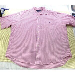 Ralph Lauren Big Shirt Pink Striped Button Down Classic Casual XL Menswear